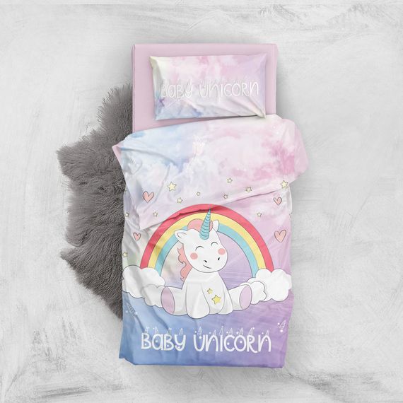 MonoHome Baby Unicorn 3D Pamuk Saten Bebek Nevresim Takımı - fotoğraf 1