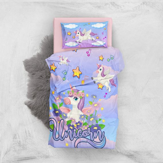 MonoHome Unicorn 3D Pamuk Saten Bebek Nevresim Takımı - fotoğraf 1