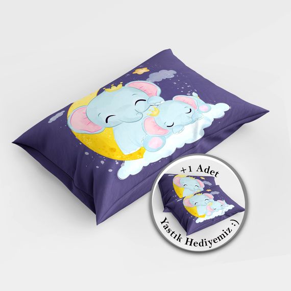 MonoHome Purple Elephant 3D Pamuk Saten Bebek Nevresim Takımı - fotoğraf 3