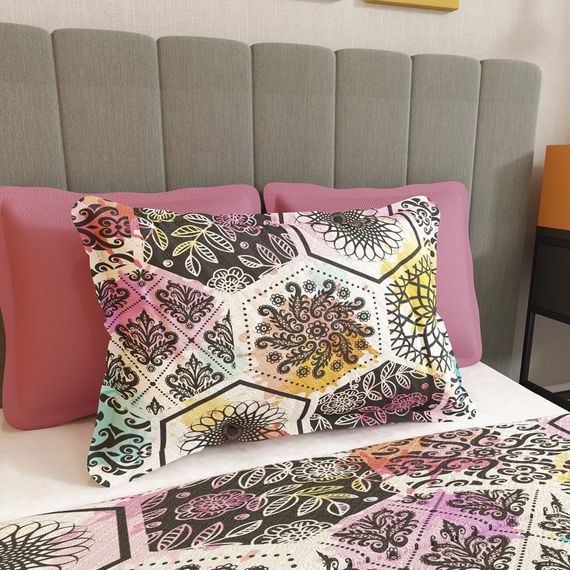 MonoHome Tek Kişilik Pike Takımı Jakar Dokuma Pamuklu 3D Patchwork Tiles - fotoğraf 4