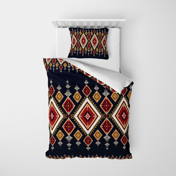 MonoHome Ethnic Geometric 3D Cotton Single Satin Cover Set - صورة 3