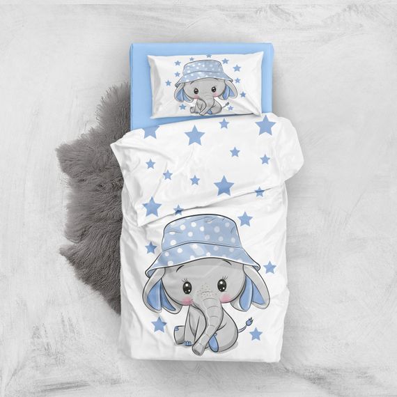 MonoHome Star Elephant 3D Cotton Satin Baby Duvet Cover مجموعة - صورة 1