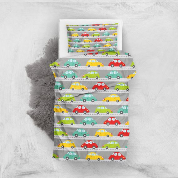 MonoHome Baby Car 3D Cotton Satin Baby Duvet Cover Set - صورة 1