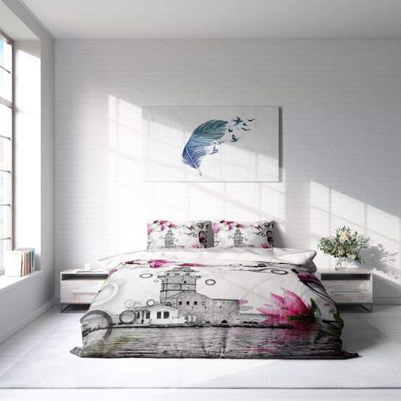 Комплект постільної білизни MonoHome İstanbul 3D з бавовняного сатину для двоспального ліжка 200x220 см з яскравим цифровим друком - фото 3