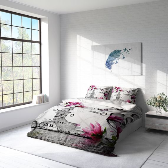 Комплект постільної білизни MonoHome İstanbul 3D з бавовняного сатину для двоспального ліжка 200x220 см з яскравим цифровим друком - фото 2