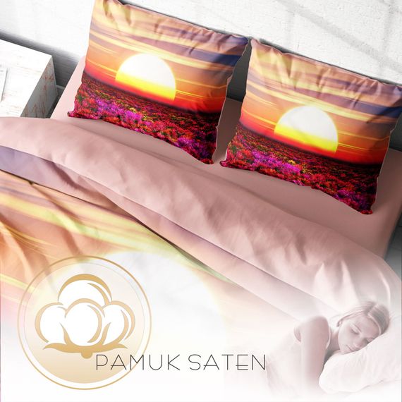 طقم غطاء لحاف مزدوج من الساتان القطني ثلاثي الأبعاد من MonoHome Sunset - صورة 4