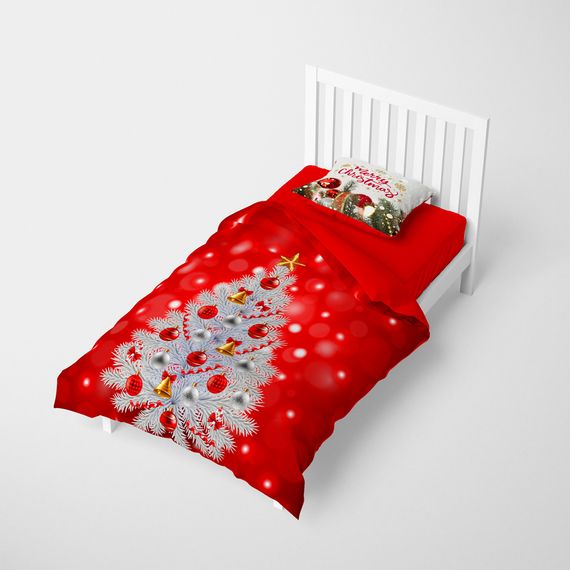 Набор белья MonoHome NY Pine 3D из сатина: 1 наволочка 50x70 см, 1 пододеяльник 160x220 см, 1 простыня 160x240 см, живые цвета, дышащая ткань - фото 2