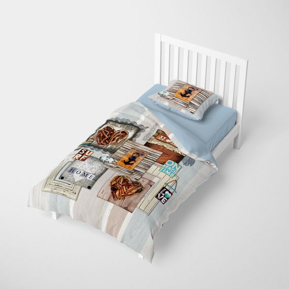 MonoHome La Mer 3D Хлопковый сатиновый комплект постельного белья для одной персоны 160x220 см с ярким цифровым рисунком и наволочкой 50x70 см - фото 2