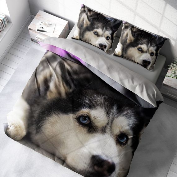 MonoHome Husky 3D Pamuk Saten Çift Kişilik Nevresim Takımı - fotoğraf 1