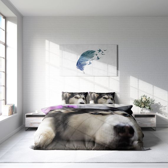 MonoHome Husky 3D Pamuk Saten Çift Kişilik Nevresim Takımı - fotoğraf 3