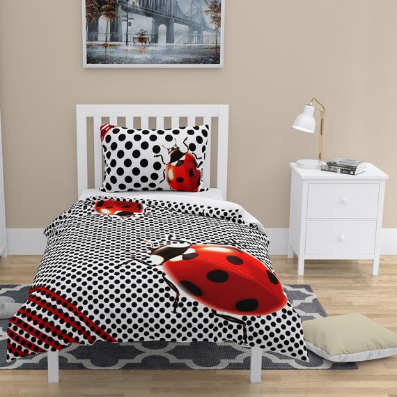 Комплект постельного белья MonoHome с 3D дизайном «Саранча» из хлопкового сатина, 160x220 см, с яркими цветами и высококачественным тканью - фото 1