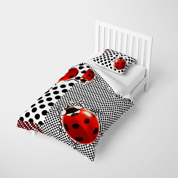 Комплект постельного белья MonoHome с 3D дизайном «Саранча» из хлопкового сатина, 160x220 см, с яркими цветами и высококачественным тканью - фото 2