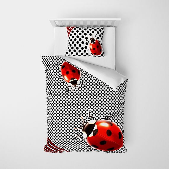 Комплект постельного белья MonoHome с 3D дизайном «Саранча» из хлопкового сатина, 160x220 см, с яркими цветами и высококачественным тканью - фото 3