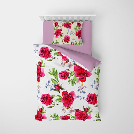 Односпальний комплект постільної білизни MonoHome Aqua 3D з бавовняного сатину, живі кольори, 160x220 см, зручний та стильний - фото 3