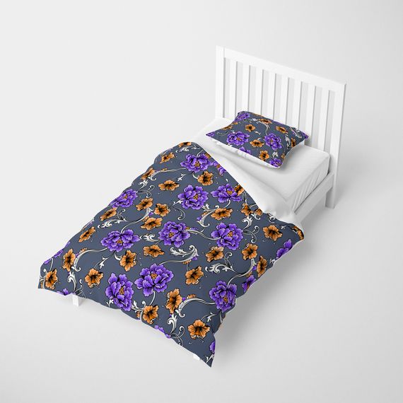 Односпальный комплект постельного белья MonoHome Floral 3D из сатина, 160x220 см, яркая цифровая печать, 100% органический хлопок - фото 2