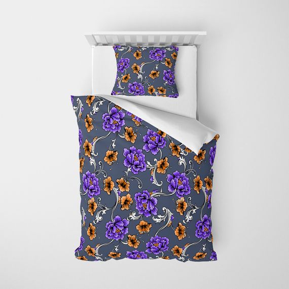 Односпальный комплект постельного белья MonoHome Floral 3D из сатина, 160x220 см, яркая цифровая печать, 100% органический хлопок - фото 3
