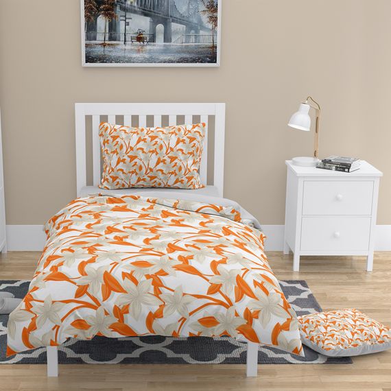 Комплект наволочек MonoHome Orange 3D из хлопкового сатина для односпальной кровати 160x220 см с яркими цветами и долговечным качеством - фото 1