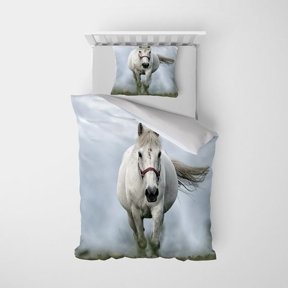 MonoHome Horse 3D Cotton Satin Single Duvet Cover Set - photo 3