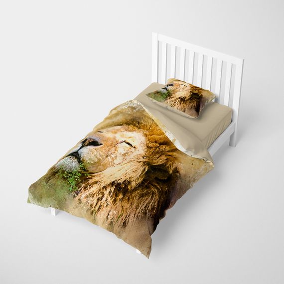 MonoHome Lion 3D Cotton Satin Single Duvet Cover Set - photo 2