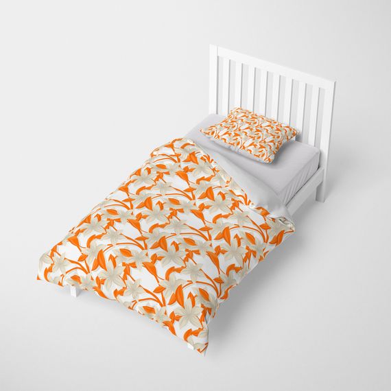 Комплект наволочек MonoHome Orange 3D из хлопкового сатина для односпальной кровати 160x220 см с яркими цветами и долговечным качеством - фото 2