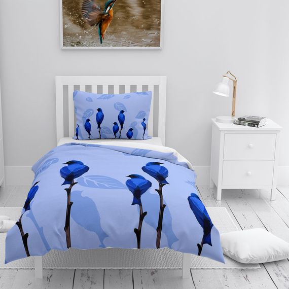 MonoHome BlueBird 3D Cotton Satin Single Duvet Cover Set - photo 1