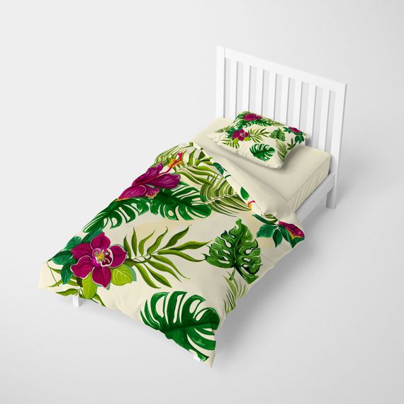 MonoHome Green 3D Cotton Satin Single Duvet Cover Set - photo 2