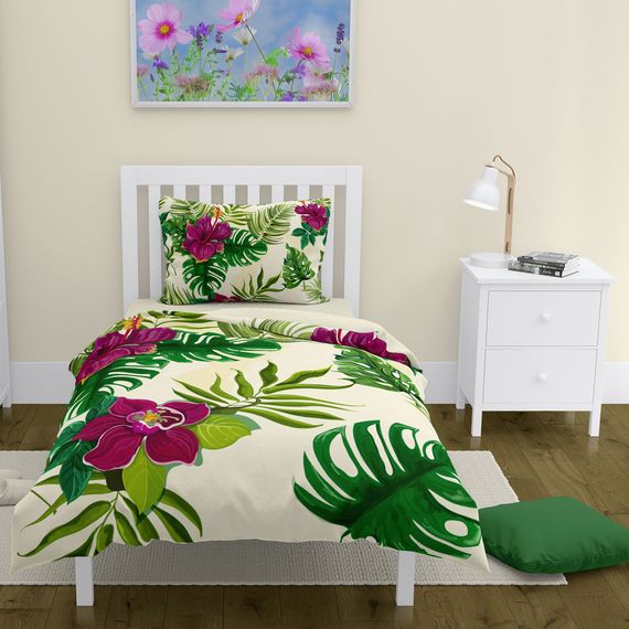 MonoHome Green 3D Cotton Satin Single Duvet Cover Set - photo 1