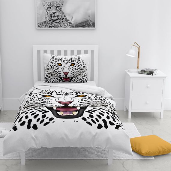 MonoHome Leopard 3D Cotton Satin Single Duvet Cover Set - photo 1