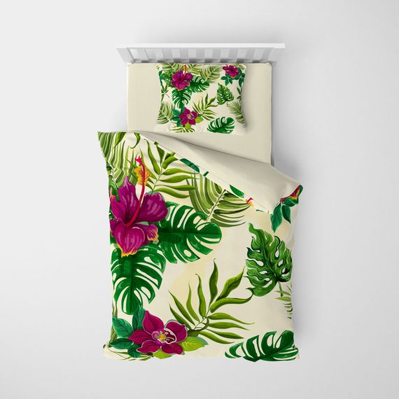 MonoHome Green 3D Cotton Satin Single Duvet Cover Set - photo 3