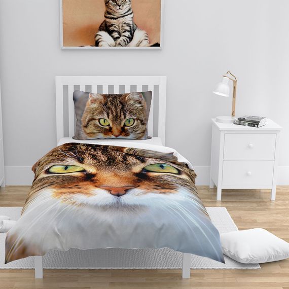 MonoHome Tabby 3D Cotton Satin Single Duvet Cover Set - photo 1