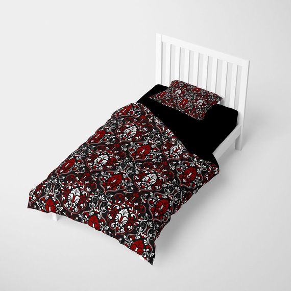 Набір постільної білизни MonoHome Damask 3D з бавовняного сатину на односпальне ліжко, 160х220 см, яскраві кольори, спеціальний органічний друк - фото 2