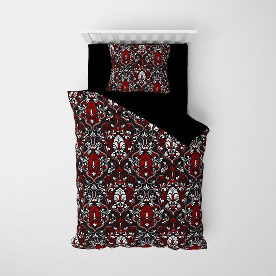 Набір постільної білизни MonoHome Damask 3D з бавовняного сатину на односпальне ліжко, 160х220 см, яскраві кольори, спеціальний органічний друк - фото 3