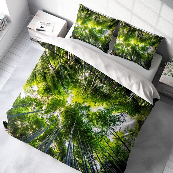 Комплект постельного белья MonoHome Forest 1 3D из сатина, размер 200х220 см, с ярким цифровым принтом и специальной обработкой ткани - фото 1