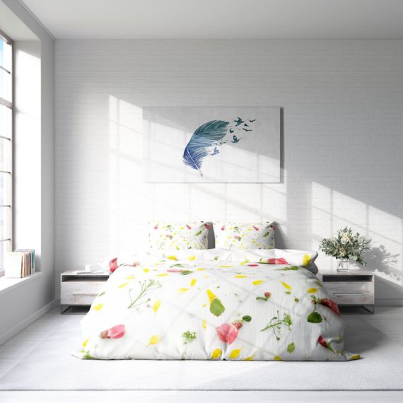 Комплект постільної білизни MonoHome Garden 3D з бавовняного сатину для двоспального ліжка 200x220 см з яскравими цифровими малюнками - фото 3