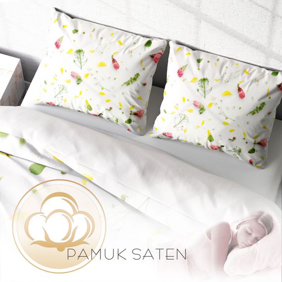 Комплект постільної білизни MonoHome Garden 3D з бавовняного сатину для двоспального ліжка 200x220 см з яскравими цифровими малюнками - фото 4