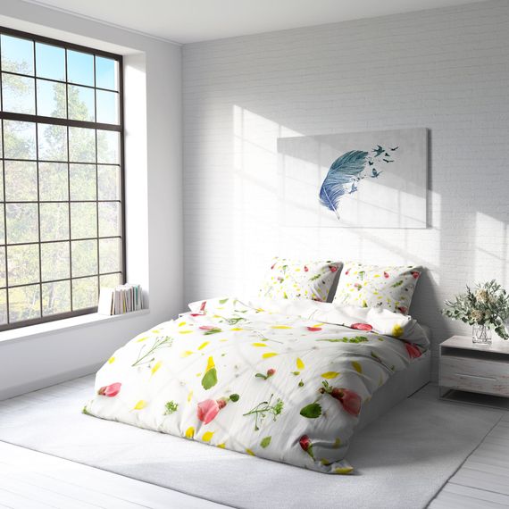 Комплект постільної білизни MonoHome Garden 3D з бавовняного сатину для двоспального ліжка 200x220 см з яскравими цифровими малюнками - фото 2