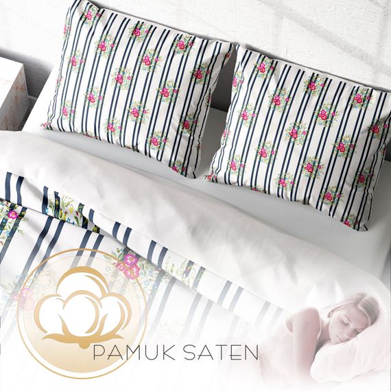 Комплект постільної linen MonoHome Ribbon 3D з бавовняного сатину, 200x220 см, з оригінальним дизайном і яскравими кольорами, комфортний сон - фото 4