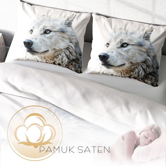 Набір постільної білизни MonoHome Wolf 3D з бавовняного сатину двоспальний, 200х220 см, живі кольори, якісний матеріал, комфортний сон, без зморшок - фото 4