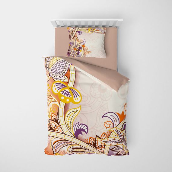 Комплект постільної білизни MonoHome Mirage 3D з бавовняного сатину для односпального ліжка 160x220 см, яскраві кольори, високоякісні матеріали - фото 3