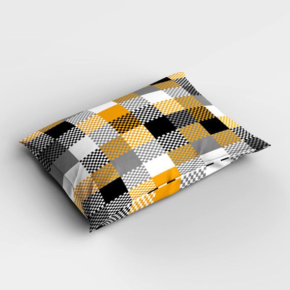 مجموعة غطاء لحاف فردي من MonoHome Checkers ثلاثية الأبعاد من القطن الساتان - صورة 4