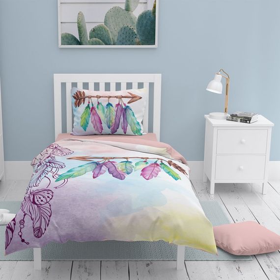 طقم غطاء لحاف مفرد من الساتان القطني ثلاثي الأبعاد للنوم MonoHome - صورة 1