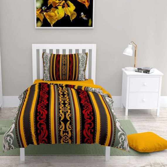 Комплект постельного белья MonoHome Baroque 3D из сатина на одинарную кровать 160x220 см с яркими цветами и органической тканью - фото 1