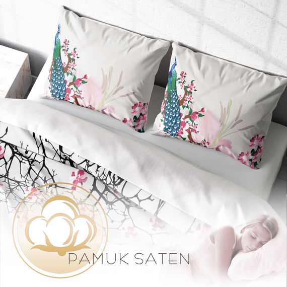 MonoHome Peacock 3D Cotton Satin Double Duvet Cover Set - photo 4