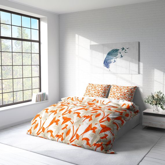 Модний комплект постільної білизни MonoHome Orange 3D з бавовняного сатину для двоспального ліжка 200x220 см з яскравими кольорами - фото 2