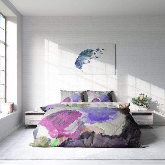 Комплект постільної білизни MonoHome Strokes 3D з бавовняного сатину, двоспальний, 200x220 см, яскраві кольори, зручний, довговічний - фото 3