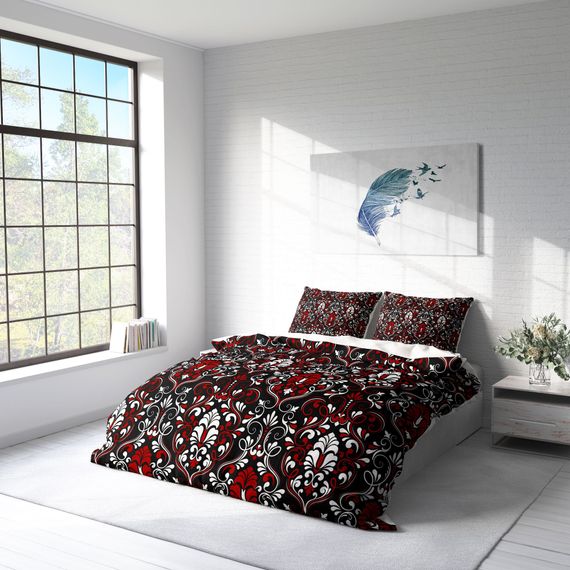 MonoHome Damask 3D Cotton Satin Double Duvet Cover Set - photo 2
