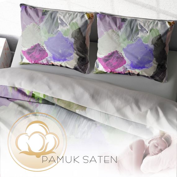 Комплект постільної білизни MonoHome Strokes 3D з бавовняного сатину, двоспальний, 200x220 см, яскраві кольори, зручний, довговічний - фото 4