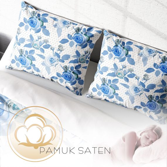 MonoHome BlueRose 3D طقم غطاء لحاف مزدوج من الساتان القطني - صورة 4