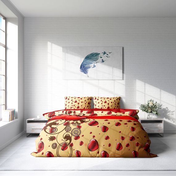 MonoHome Valentine's Day Cotton Satin Double Duvet Cover Set Gift - photo 3