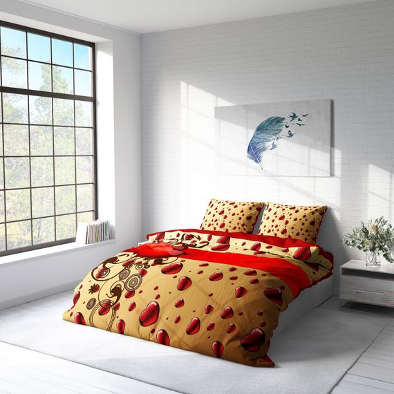 MonoHome Valentine's Day Cotton Satin Double Duvet Cover Set Gift - photo 2